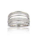 Grosse bague cinq rangs d'argent de zirconium micro serti