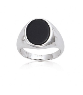 Grosse chevalière homme bague argent massif et onyx ovale