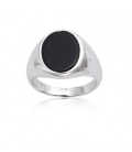 Grosse chevalière homme bague argent massif et onyx ovale