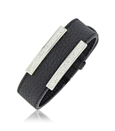 Bracelet femme cuir cristaux-1