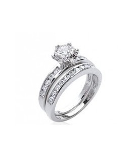 Bague 2 en 1 argent massif double bagues d'oxydes de zirconium