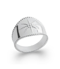 Large anneau stylisé grosse bague argent massif