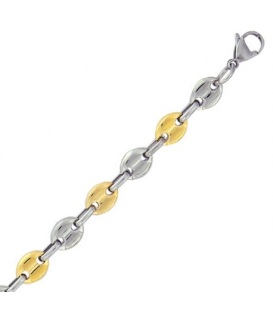 Bracelet acier bicolore maille grain de café