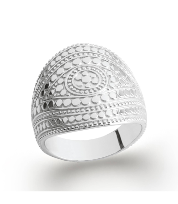 Grosse bague stylisée argent massif en relief-1