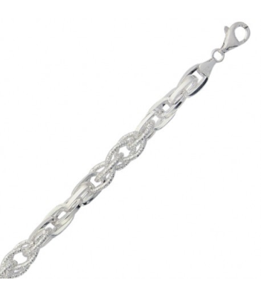 Gros bracelet argent maille entrelacé martelé brillant-1