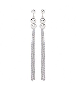 Boucles d'oreilles boules argent massif chaînettes pendantes-1