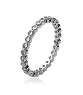 Bague alliance fine argent massif tour complet de zirconium sertie rond