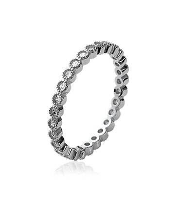 Bague alliance fine argent massif tour complet de zirconium sertie rond 