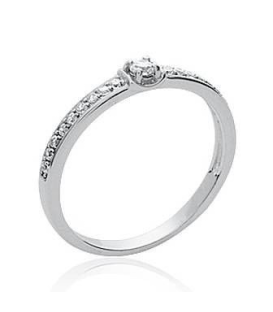 Bague fine argent massif demi jonc zirconium solitaire griffé