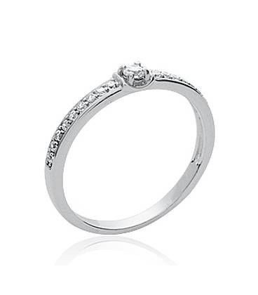 Bague fine argent massif demi jonc zirconium solitaire griffé 