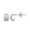 Petite demi créole boucles argent massif zirconium sur rail