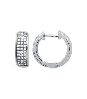 Boucles d'oreilles petite créole argent massif zirconium blanc-1