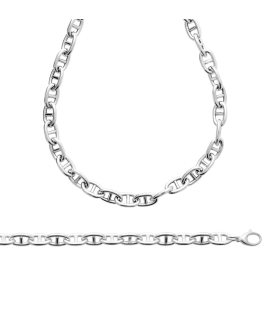 Gros collier argent massif maille marine stylisée 