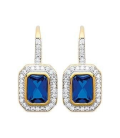 Boucles d'oreilles plaqué or dormeuse de zirconium bleu et blancs