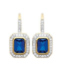 Boucles d'oreilles plaqué or dormeuse de zirconium bleu et blancs 