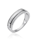 Bague alliance argent massif zirconium ronds sur deux rangs