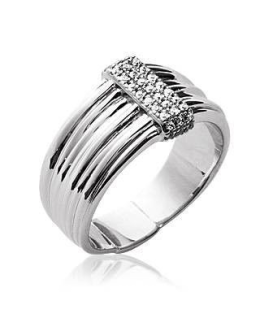 Bague argent plissée rangs zirconium