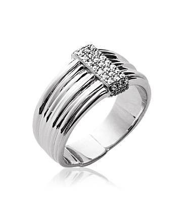 Bague argent plissée rangs zirconium-1