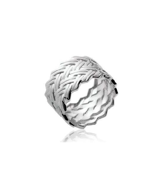 Bague Ancienne En Argent Massif 925 Style Jonc Tressé - Taille 52 - Occasion - Anneau Alliance