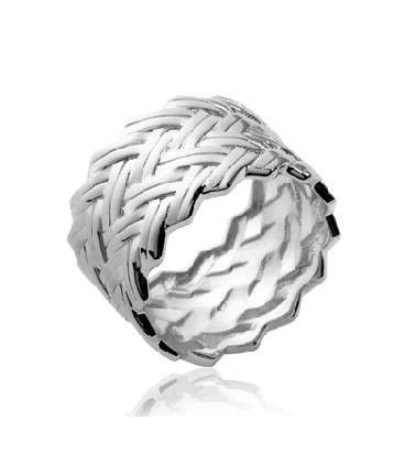 Bague tube large anneau argent beau tressage-1