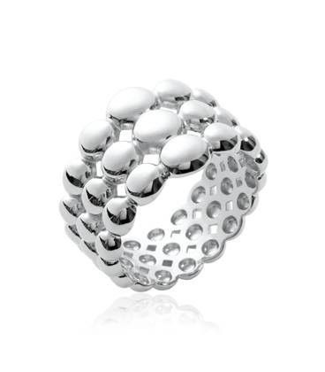 Bague anneau bulles d'argent massif 