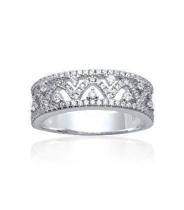 Belle bague argent massif anneau de zirconium en arabesques 