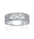 Belle bague argent massif anneau de zirconium en arabesques