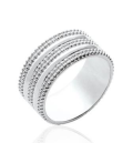 Bague large anneau argent massif perlé fantaisie