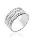 Bague large anneau argent massif perlé fantaisie 