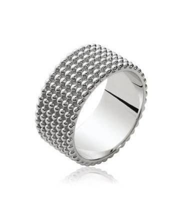 Bague alliance argent massif perlée 