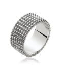 Bague alliance argent massif perlée