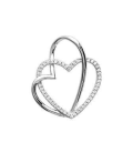 Pendentif coeur dans coeur ajouré en argent massif et zirconium