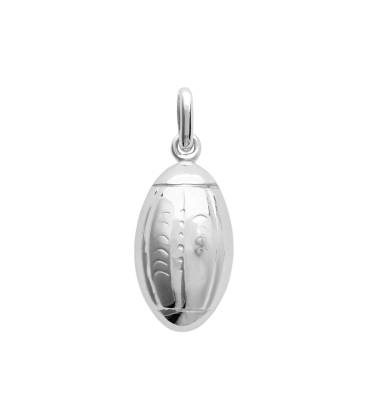 Pendentif ballon argent massif pour rugbyman-1