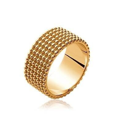 Bague anneau plaqué or perlée 