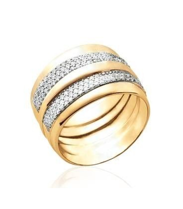 Grosse bague tube plaqué or zirconium 