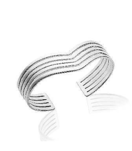 Bracelet manchette argent massif vague