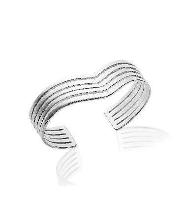 Bracelet manchette argent massif vague-1