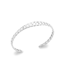 Bracelet jonc rigide argent massif ajouré maille gourmette