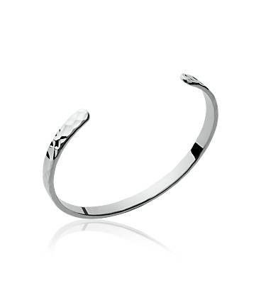 Beau bracelet femme argent massif martelé rigide ouvert-1