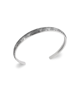 Bracelet rigide argent massif demi jonc ciselé