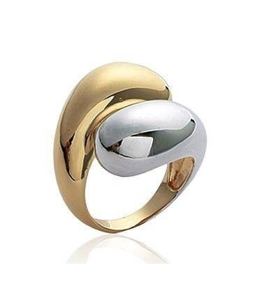 Grosse bague bicolore plaqué or palladié rhodié-1