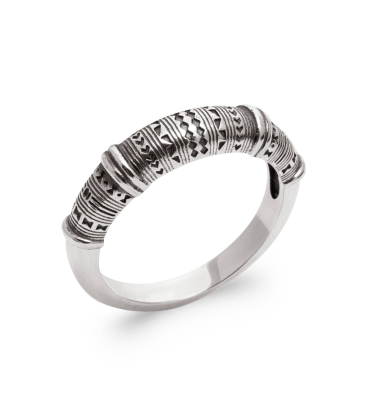 Bague anneau tribal argent 