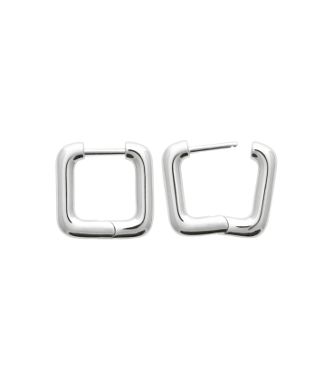 Boucles d'oreille créole argent carrée articulée 