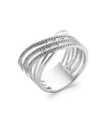 Bague argent massif anneaux entrecroisés de zirconium micro serti