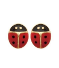 Boucles d'oreilles pour enfant la coccinelle plaqué or et émail rouge