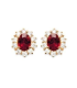 Boucles d'oreilles plaqué or et oxydes de zirconium rouge rubis griffé 