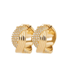 Boucles d'oreilles plaqué or entrelacs zirconium motif original