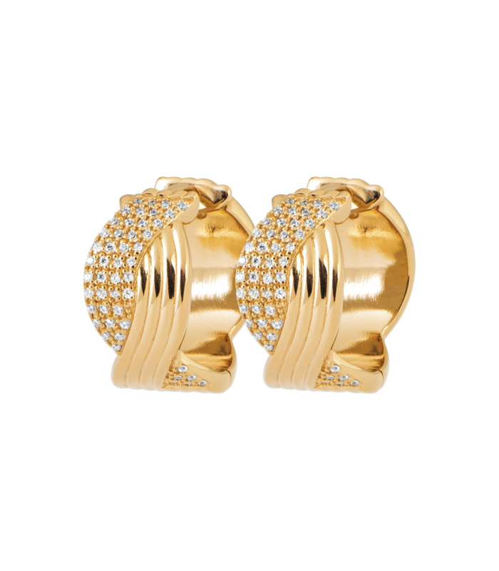 Boucles D'oreilles Clips Zirconium Cubique Plaqué Or 18K - Bijouxia - Neuves
