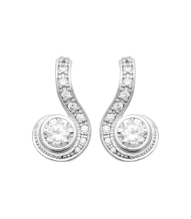 Belles boucles d'oreilles argent massif pendants de zirconium