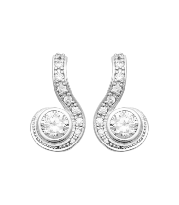 Belles boucles d'oreilles argent massif pendants de zirconium-1